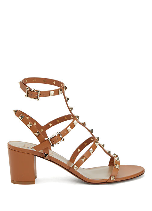Rockstud Bej Kadın Deri Sandalet - Görsel 2