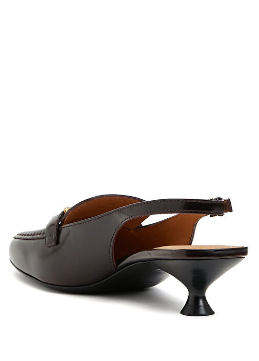 Mürdüm Logo Tokalı Kadın Deri Topuklu Ayakkabı - Görsel 4