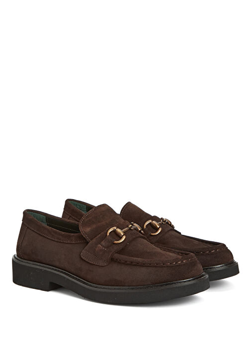 Acı Kahve Tokalı Kadın Deri Loafer - Görsel 3