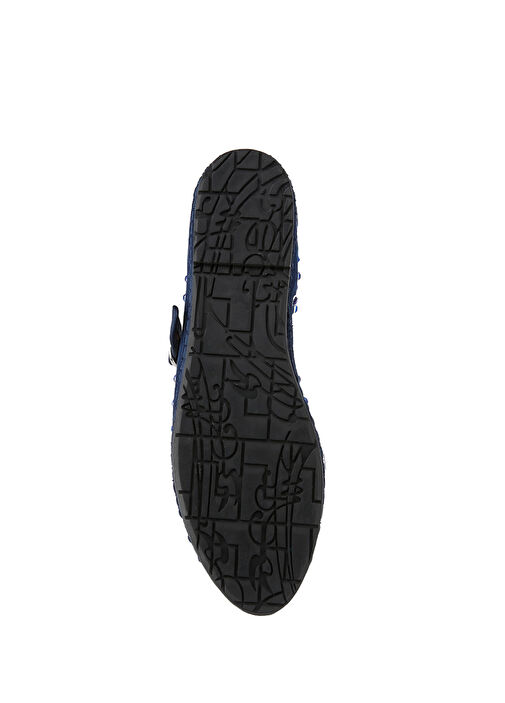 Mae Koyu Mavi Kadın Taşlı Babet - Görsel 6