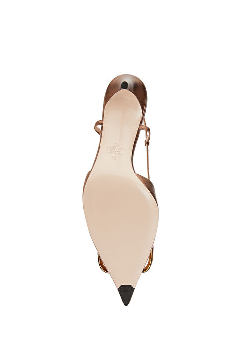 VLogo Bronz Deri Topuklu Ayakkabı - Görsel 6