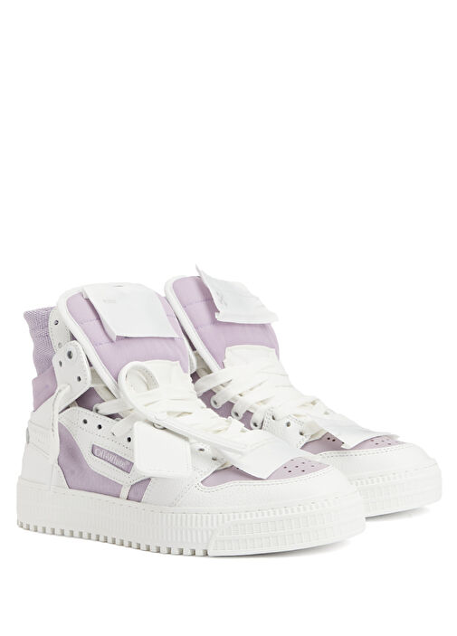 Beyaz Lila Kadın Deri Sneaker - Görsel 3