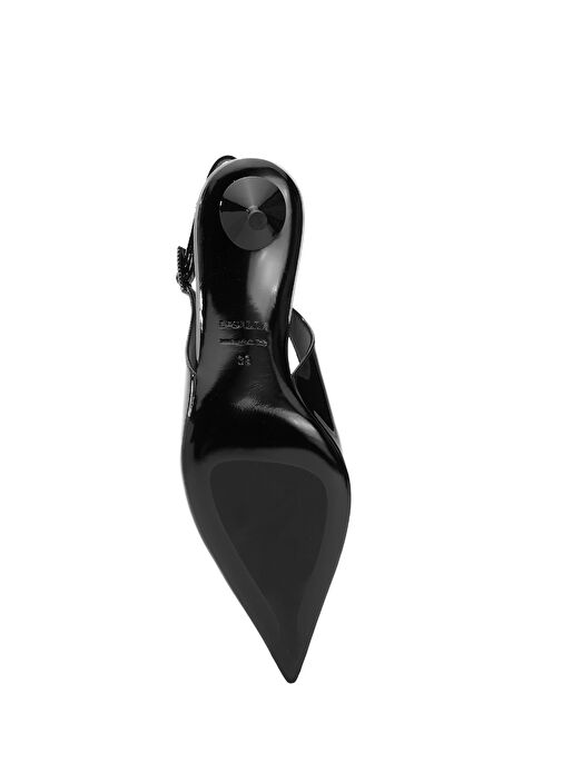 Siyah Deri Topuklu Ayakkabı - Görsel 6