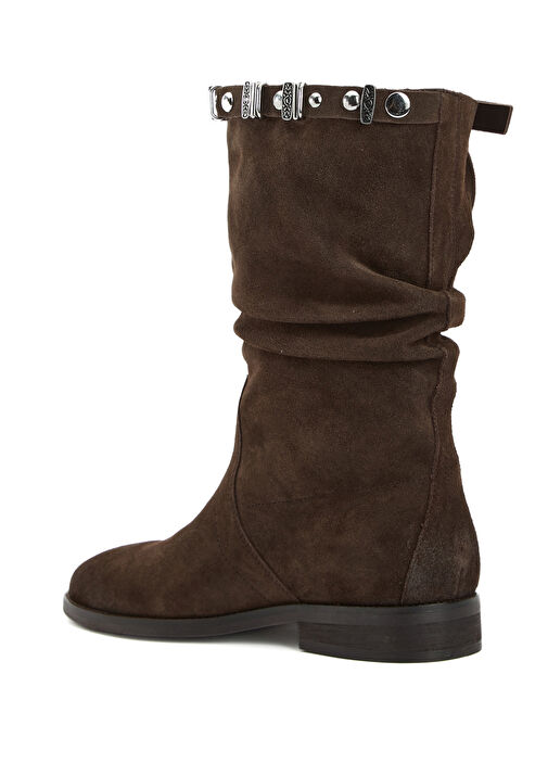 Kahverengi Taşlı Kadın Süet Bot - Görsel 4