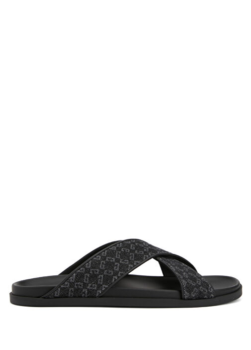 Siyah Logo Desenli Erkek Terlik - Görsel 2