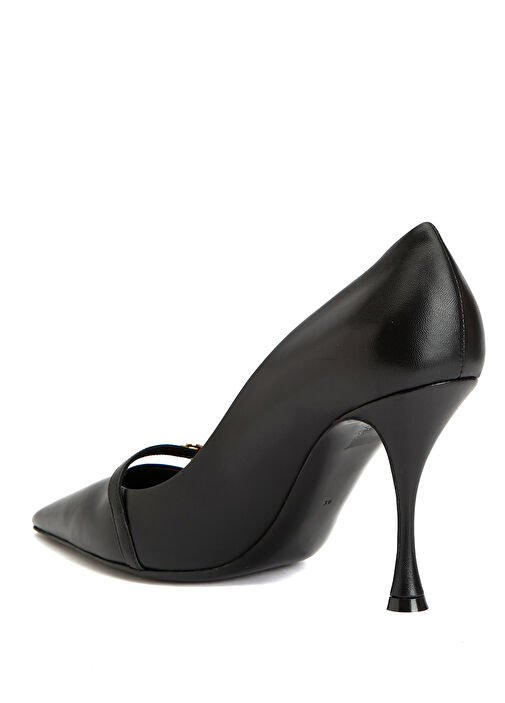 Siyah Deri Stiletto - Görsel 4