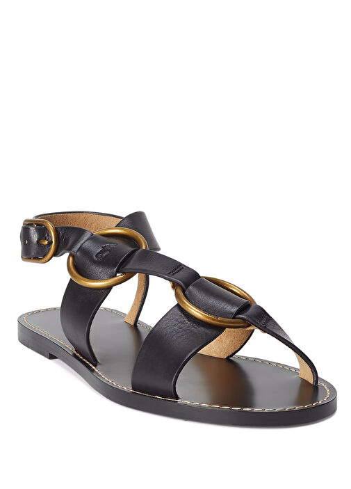 Siyah Kadın Deri Sandalet - Görsel 3