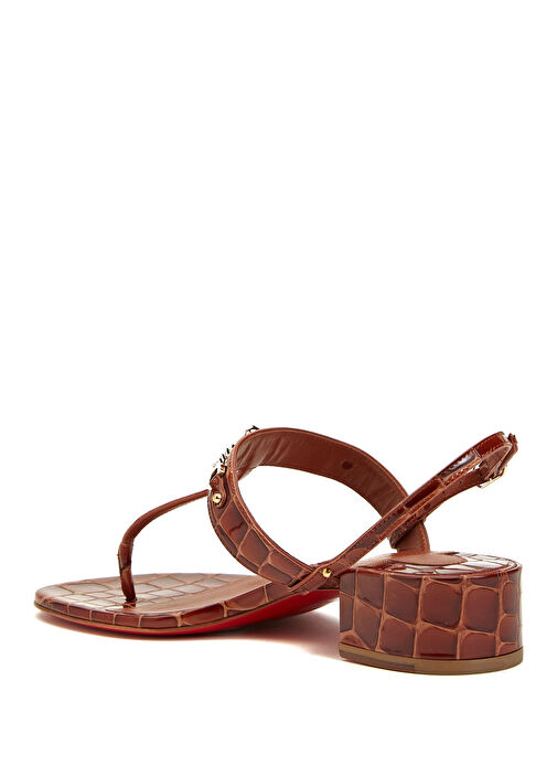 Koyu Kahverengi Kadın Deri Sandalet - Görsel 4