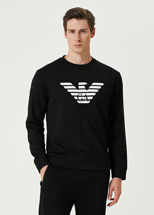 Black Emporio Armani Black Men Black Logo Printed Sweatshirt 1554375 Beymen