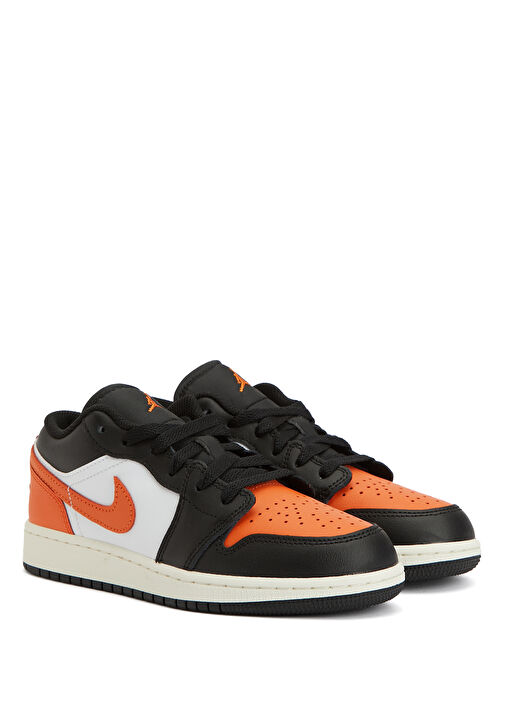 Air Jordan 1 LOW Siyah Gri Çocuk Deri Sneaker - Görsel 3