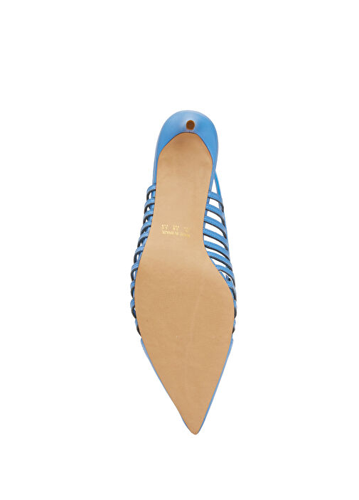 Mavi Deri Topuklu Ayakkabı - Görsel 6