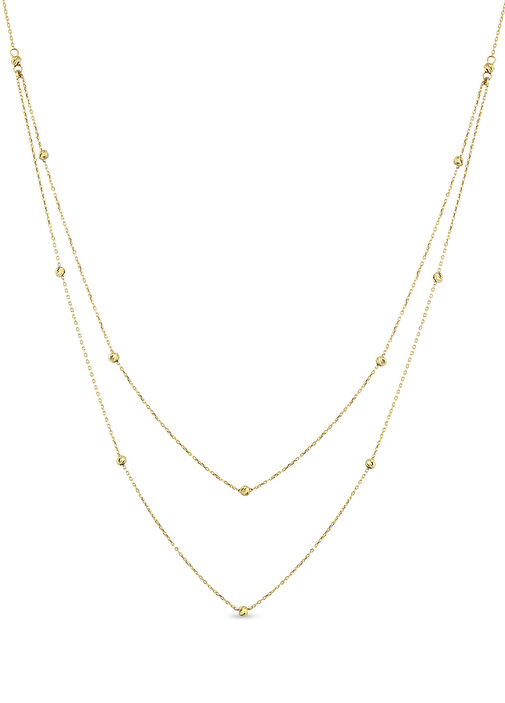 Double Layer 14 Ayar Altın Kadın Kolye