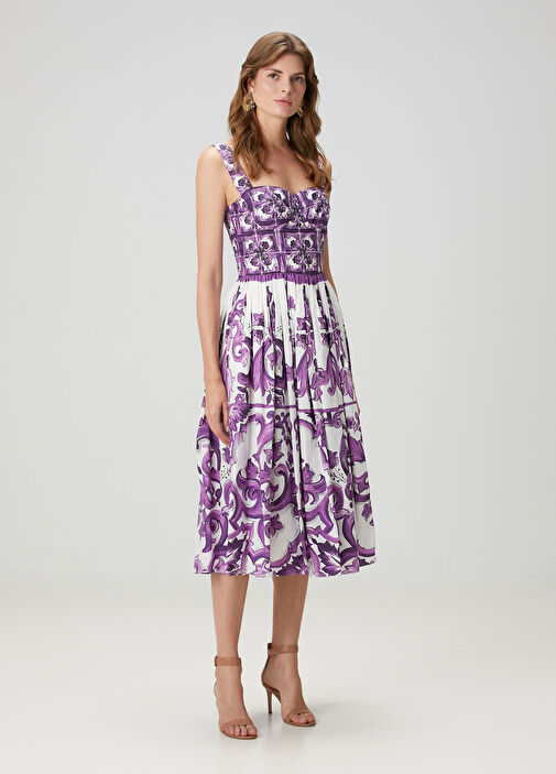 Majolica Mor Midi Poplin Elbise