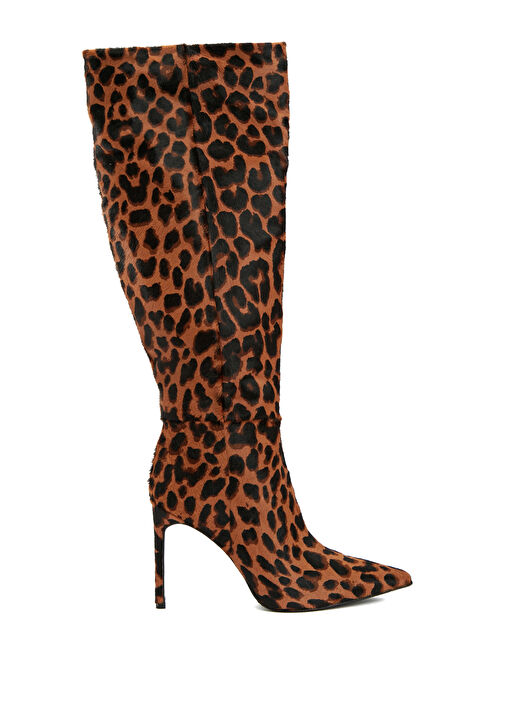 Leopar Desenli Kadın Deri Çizme - Görsel 2