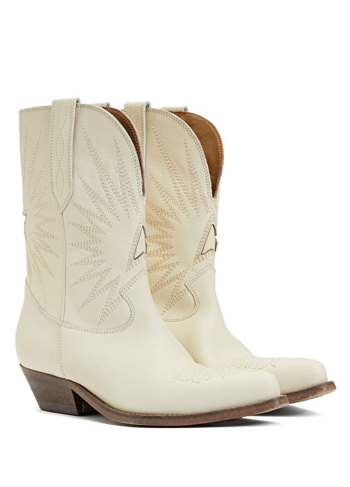 Krem Kadın Deri Bot - Görsel 3