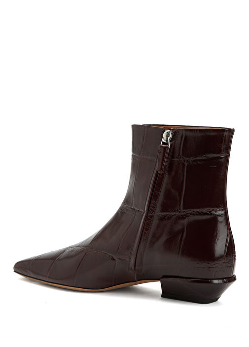 Bordo Desenli Kadın Deri Bot - Görsel 4