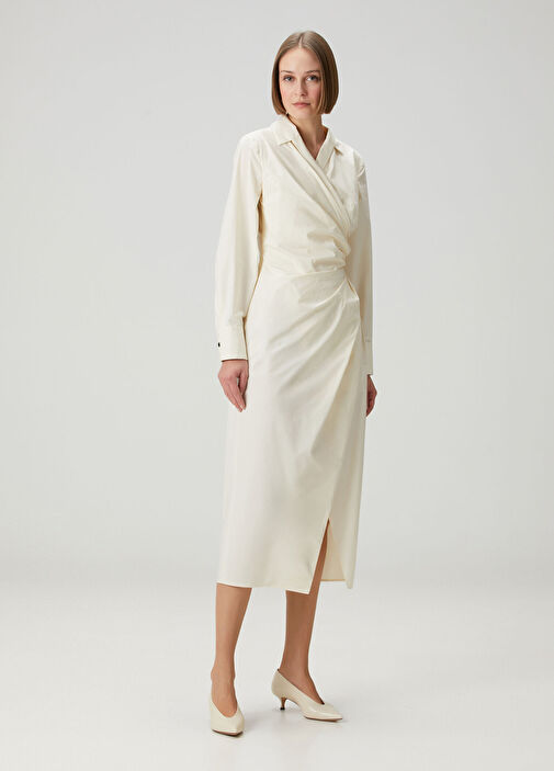 cream midi shirt dress Lillian Cotton Midi Shirt Dress