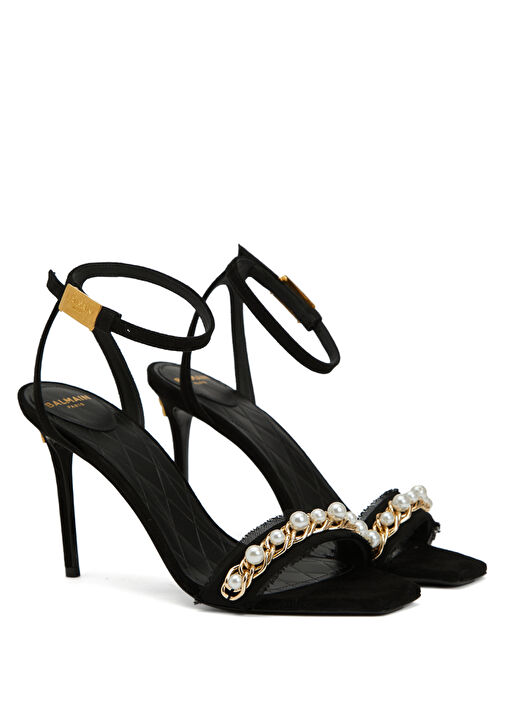 PD Siyah Gold Kadın Deri Sandalet - Görsel 3