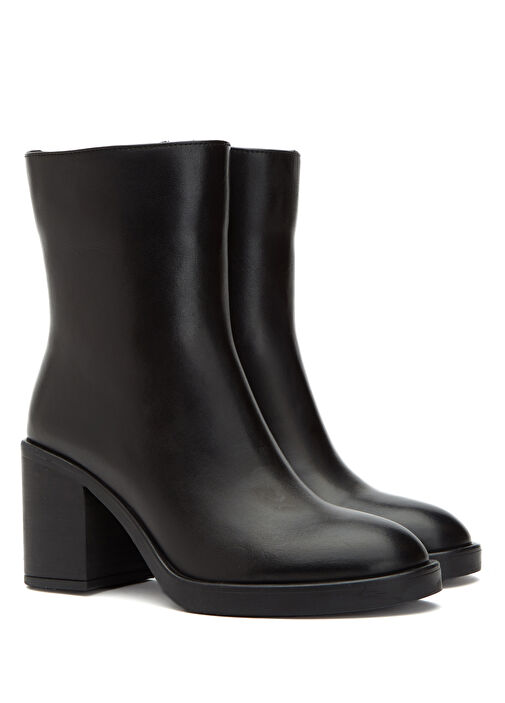 Siyah Topuklu Deri Bot - Görsel 3