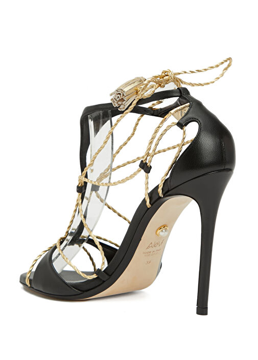 Antilo Siyah Gold Kadın Deri Sandalet - Görsel 3