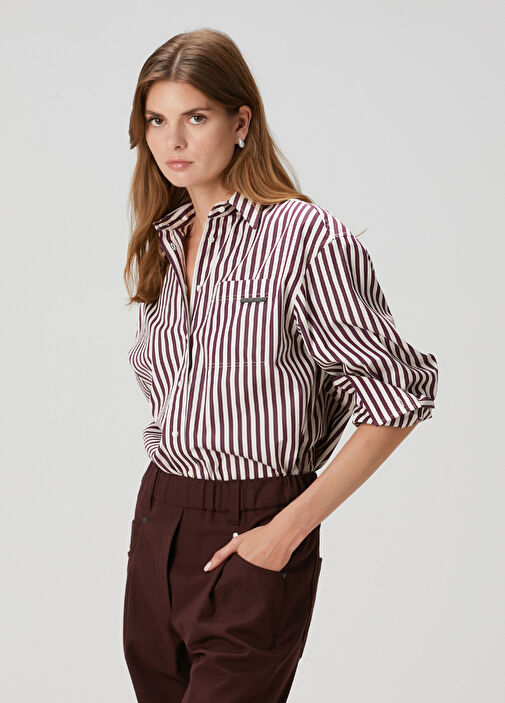 Brunello Cucinelli - Burgundy Striped Shirt