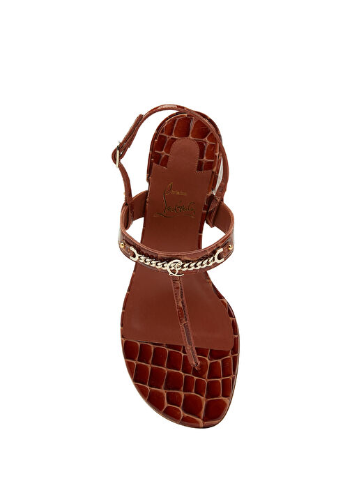 Koyu Kahverengi Kadın Deri Sandalet - Görsel 5