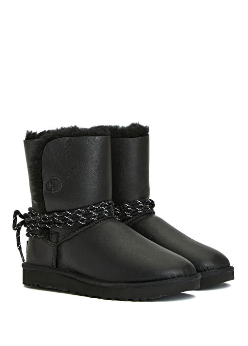 Classic Bailey Tie Siyah Kadın Deri Bot - Görsel 3