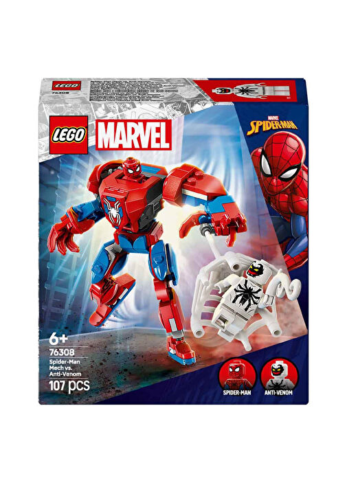 LEGO - Marvel Örümcek Adam Robotu, Anti Venom'a Karşı 107 Parça 6+