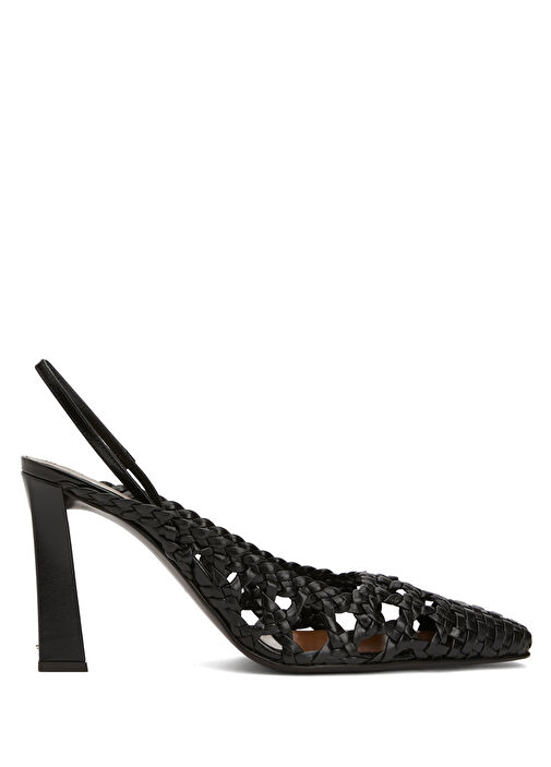 Siyah Deri Topuklu Ayakkabı - Görsel 2