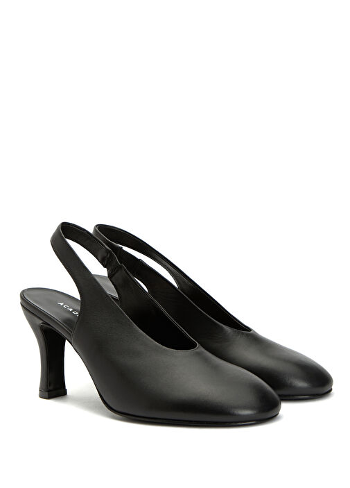 Siyah Deri Topuklu Ayakkabı - Görsel 3