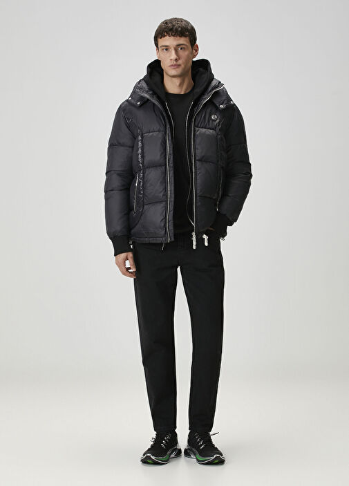 Philipp Plein - Siyah Kapüşonlu Puff Mont - Siyah