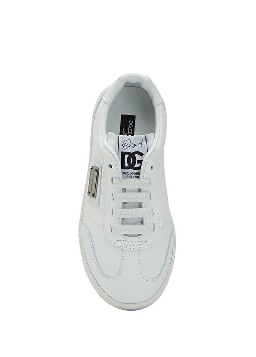 Beyaz Logolu Erkek Çocuk Deri Sneaker - Görsel 5