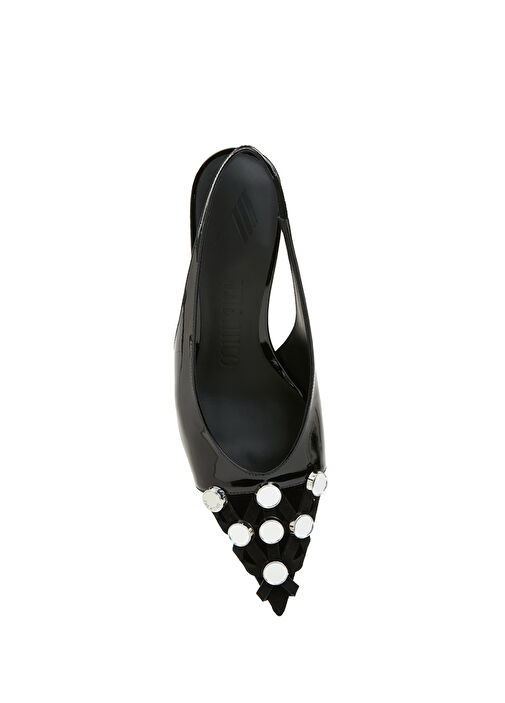 Siyah Deri Topuklu Ayakkabı - Görsel 5