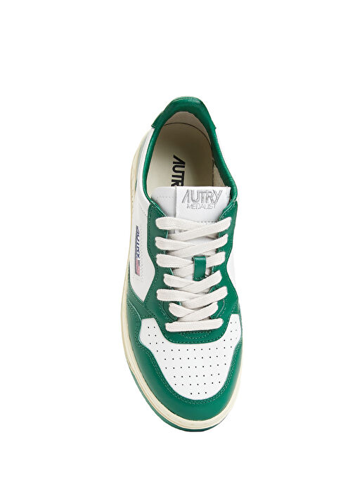 Beyaz Yeşil Kadın Deri Sneaker - Görsel 5