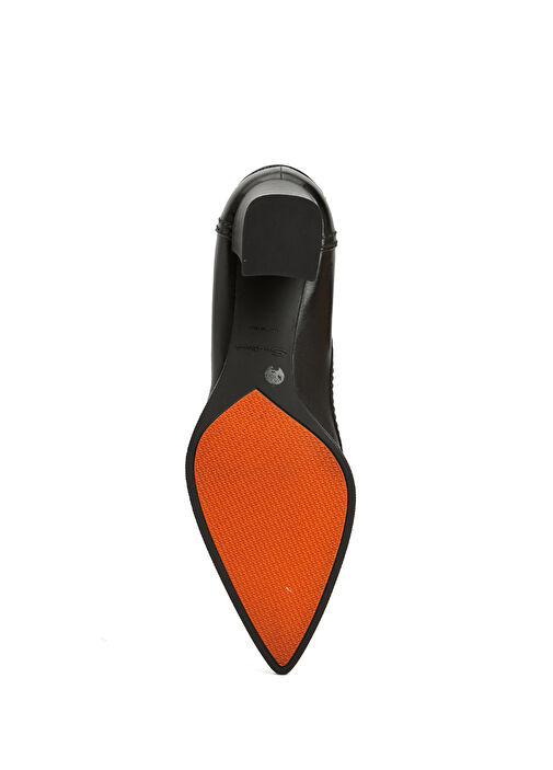 Siyah Deri Topuklu Ayakkabı - Görsel 6