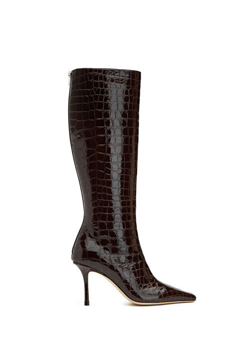 Agathe Kahverengi Krokodil Dokulu Deri Çizme - Görsel 2