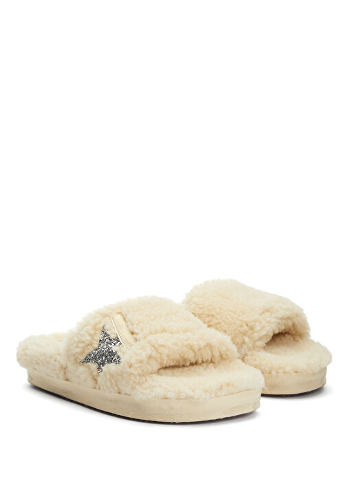 Bej Logo Detaylı Kadın Deri Terlik - Görsel 3