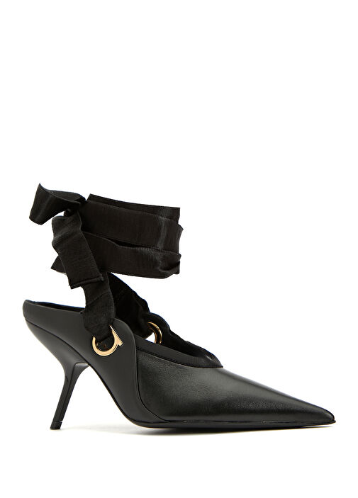 Siyah Deri Topuklu Ayakkabı - Görsel 3