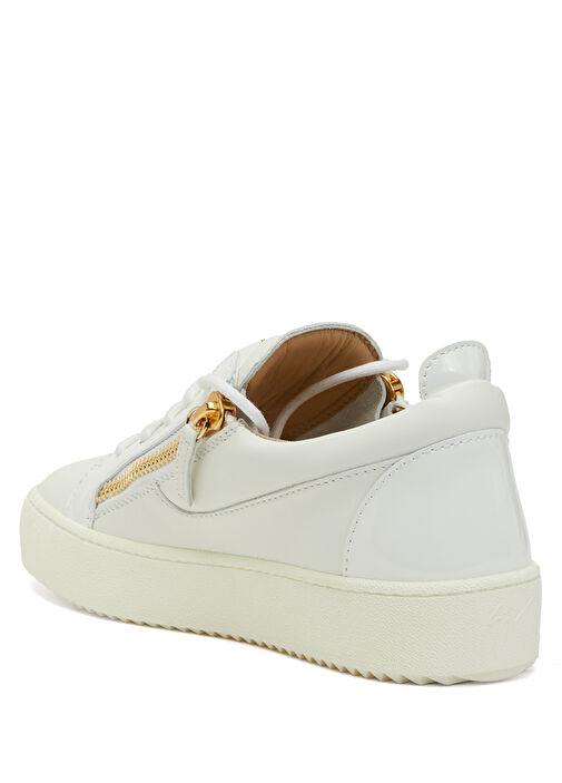 Beyaz Logolu Kadın Deri Sneaker - Görsel 4
