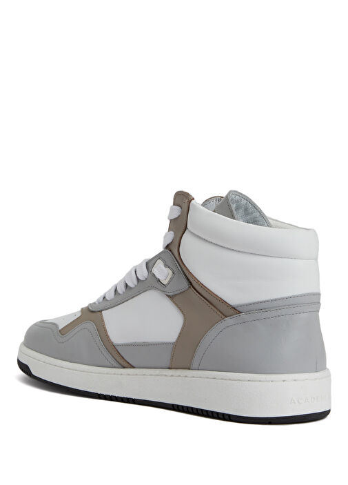Gri Beyaz Logolu Erkek Deri Sneaker - Görsel 4
