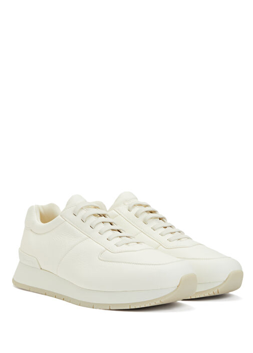 Krem Erkek Deri Sneaker - Görsel 3