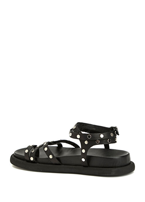 Siyah Kadın Süet Sandalet - Görsel 4