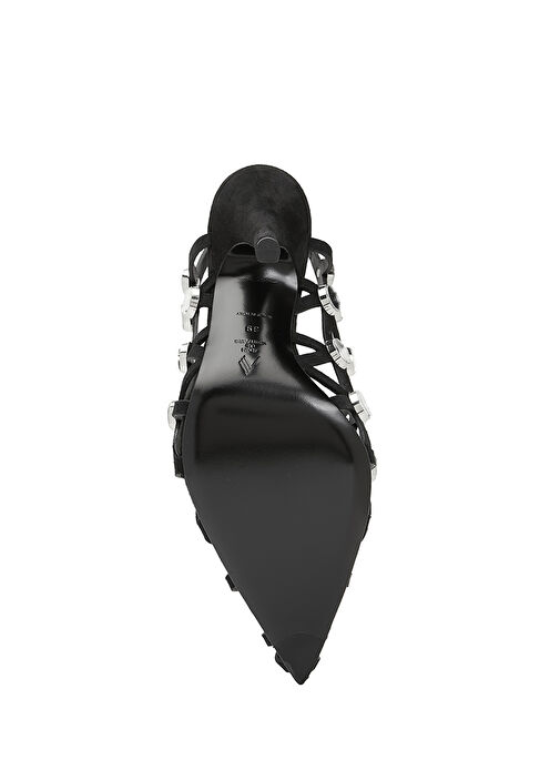 Siyah Deri Topuklu Ayakkabı - Görsel 6