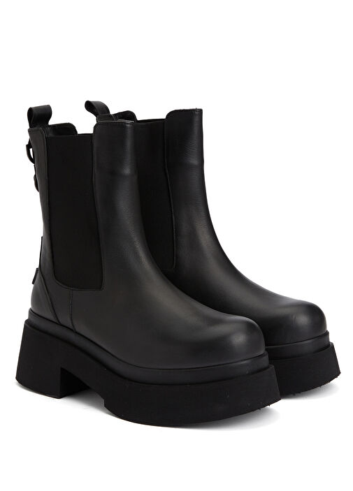 Siyah Kadın Lastikli Deri Bot - Görsel 3