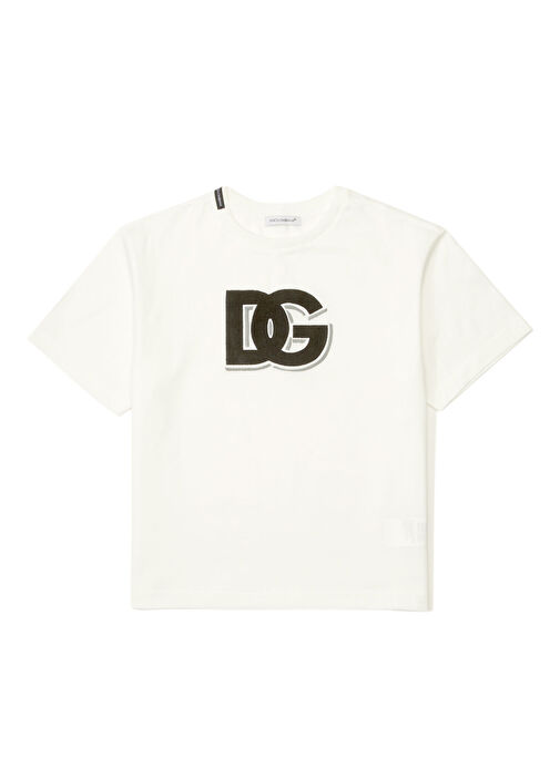 Dolce&Gabbana - Beyaz Logolu Erkek Çocuk T-shirt - Beyaz