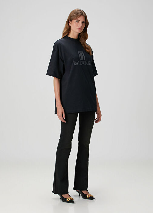 Balenciaga Siyah Kadın Siyah Logo Baskılı T-shirt 1780325 | Beymen