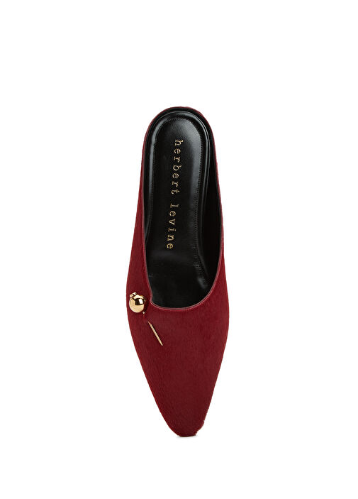 Koyu Kırmızı Kadın Deri Terlik - Görsel 5