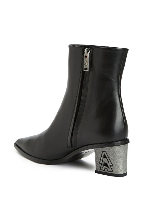 Siyah Logolu Kadın Deri Bot - Görsel 4