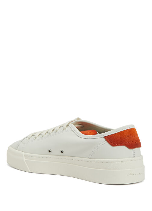 Krem Logo Detaylı Erkek Deri Sneaker - Görsel 4