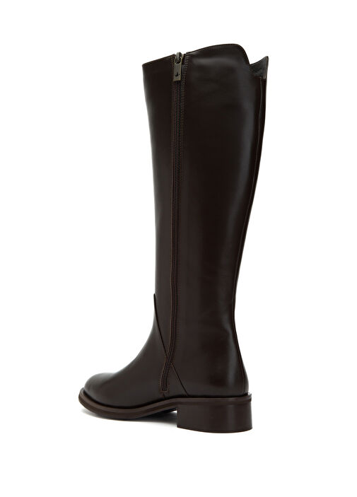 Koyu Kahverengi Kadın Deri Çizme - Görsel 4